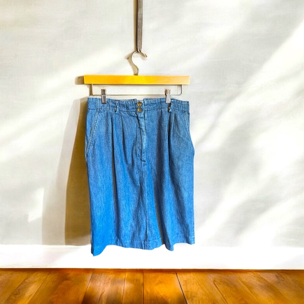 Vintage Talbots Size 6 Denim Cotton Knee Length Skirt